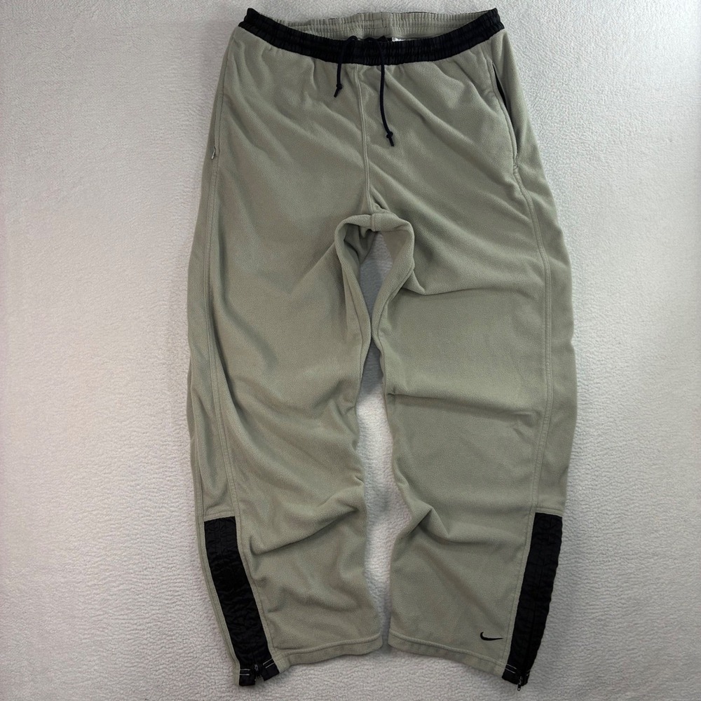 Vintage Nike Baggy Sweatpants Men L Gray Fleece Ankle Zip Relaxed Loose Y2K 90s